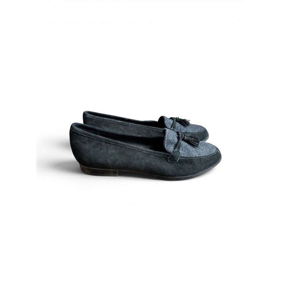 Etienne Aigner New Black/Gray Suede Leather Tassel Loafers / SZ: 8M